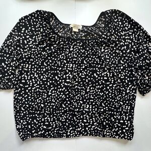 Michael Kors 3/4 Sleeve Blouse Women’s 1x Black White Print Scoop Neck‎